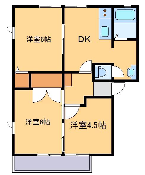マイム井上D(3DK/2階)の間取り写真