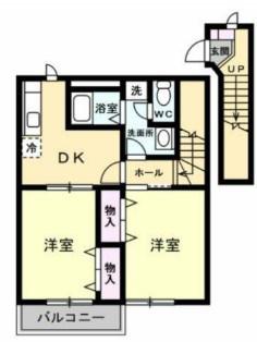 ノーブルパレスA(2DK/2階)の間取り写真