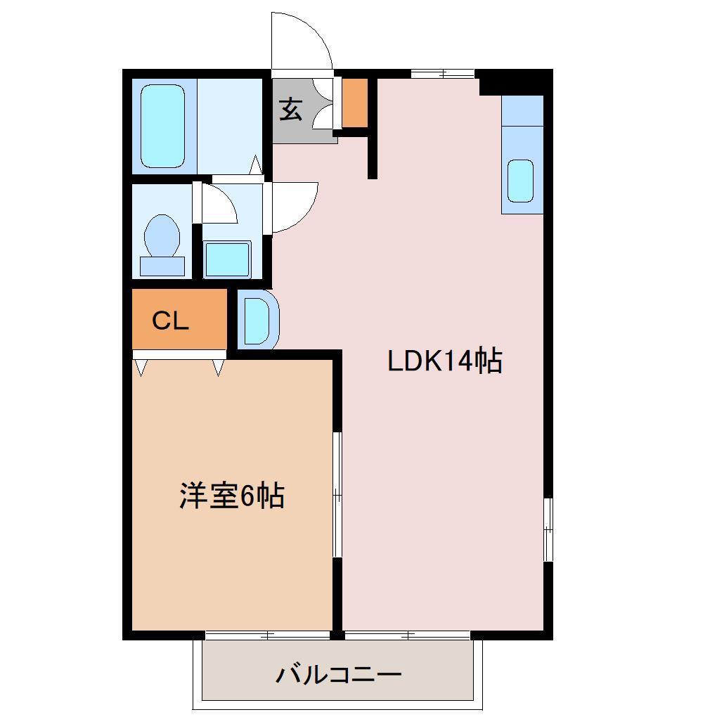 ハイツマルショウD(1LDK/2階)の間取り写真