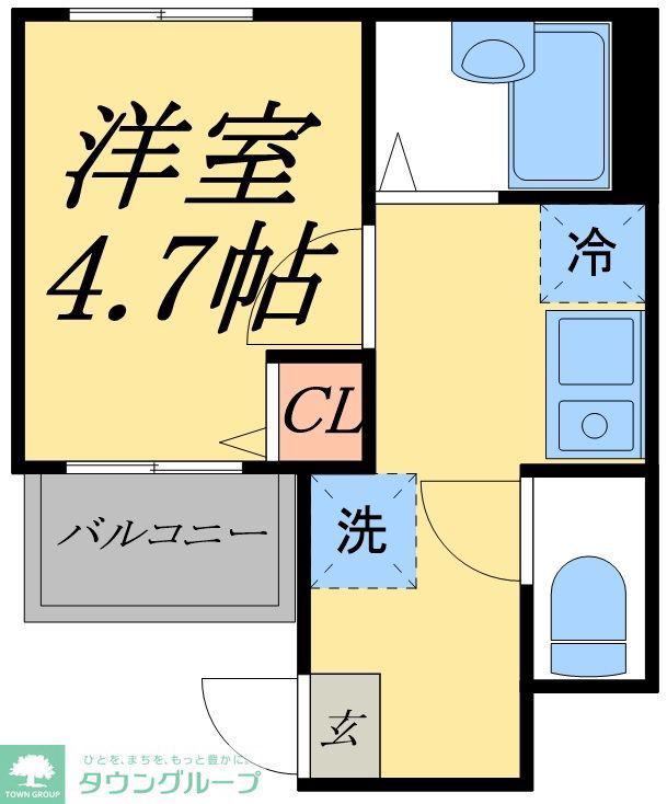 MELDIA東堀切(1SK/1階)の間取り写真