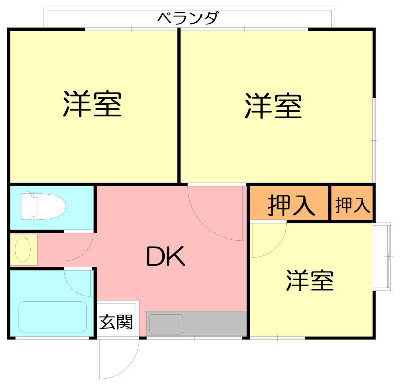 コーポ幸 B(3DK/2階)の間取り写真
