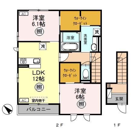 シンセリーテ I(2LDK/2階)の間取り写真