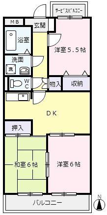 ア・ドリームふじ(3LDK/2階)の間取り写真