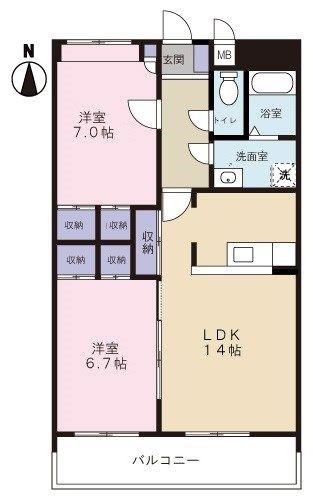 リンピア愛野(2LDK/3階)の間取り写真