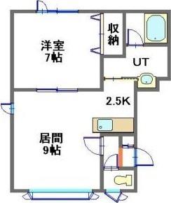 ユニゾン新琴似(1LDK/2階)の間取り写真