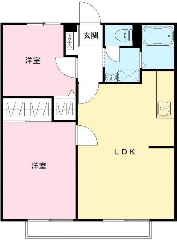 ドミールK(2LDK/1階)の間取り写真