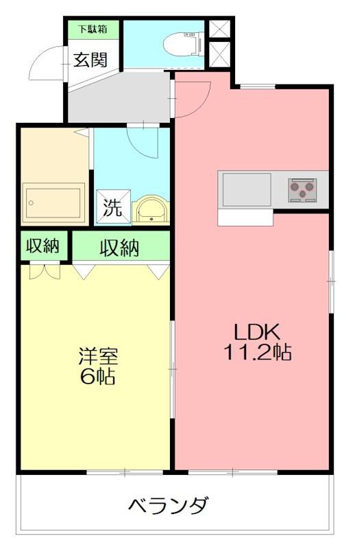 オーシャンテラス(1LDK/1階)の間取り写真