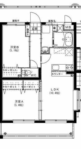 K・キクロスT&T(2LDK/4階)の間取り写真
