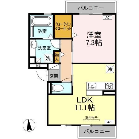 スプレンダ上条(1LDK/2階)の間取り写真
