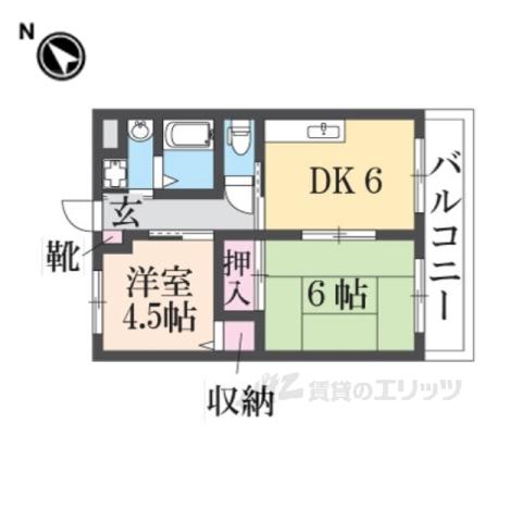 ホワイトハイツ(2DK/1階)の間取り写真
