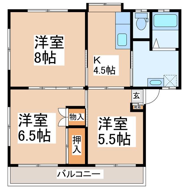 コーポさち(3K/2階)の間取り写真
