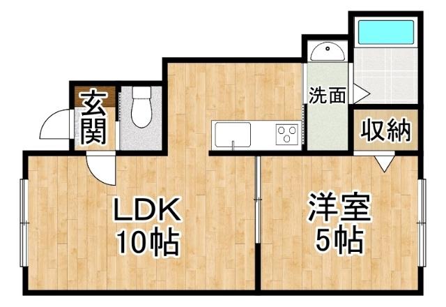 ＪＲ根室本線 帯広駅 徒歩31分 2階建 築2年(1LDK/1階)の間取り写真