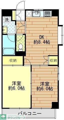 グレースハイムヌクイ(2DK/2階)の間取り写真