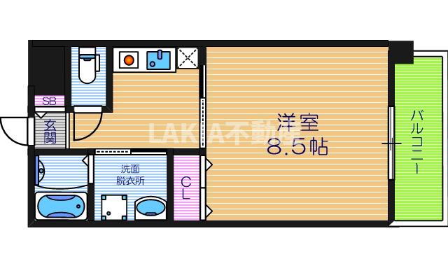 CITY SPIRE美章園(1K/2階)の間取り写真