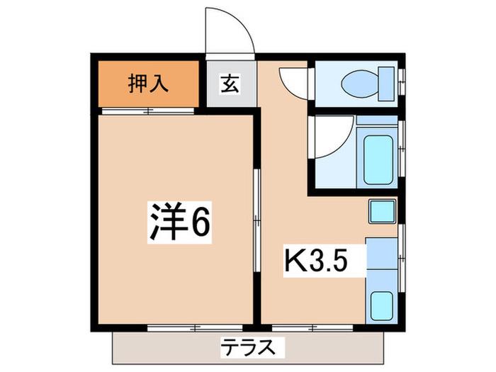 金子荘(1K/2階)の間取り写真