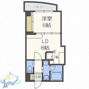 ハーモニー宮丘(1LDK/1階)の間取り写真