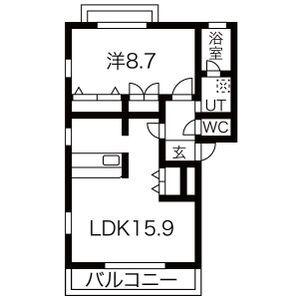 ピーチプレイス(1LDK/3階)の間取り写真