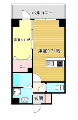 第47川崎ビル(1LDK/6階)の間取り写真