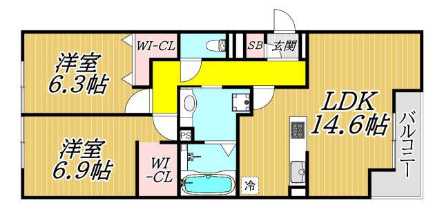 ＪＲ東海道本線 立花駅 徒歩7分 3階建 築3年(2LDK/1階)の間取り写真