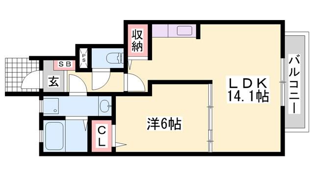 ソレアード・ハイム(1LDK/1階)の間取り写真
