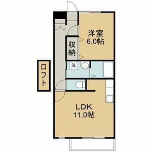 キャステール砂押II(1LDK/2階)の間取り写真