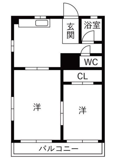 ギャラントビル(2LDK/3階)の間取り写真
