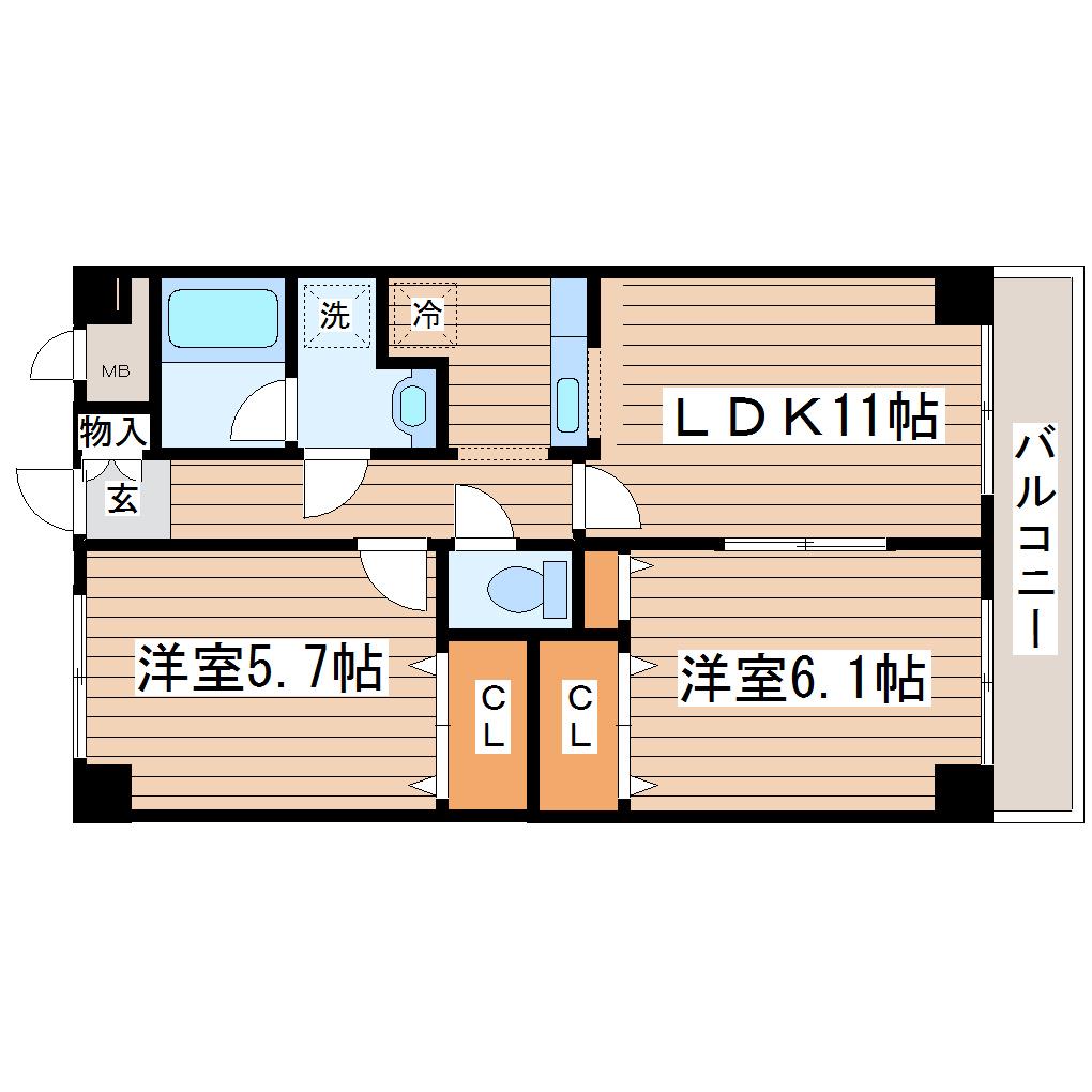 グレース高橋D(2LDK/2階)の間取り写真