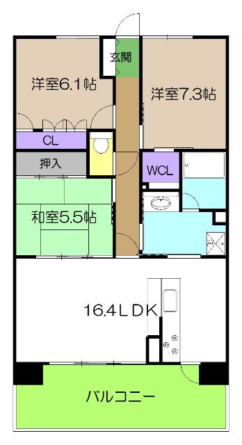 サーパスシティ桜井町(3LDK/12階)の間取り写真