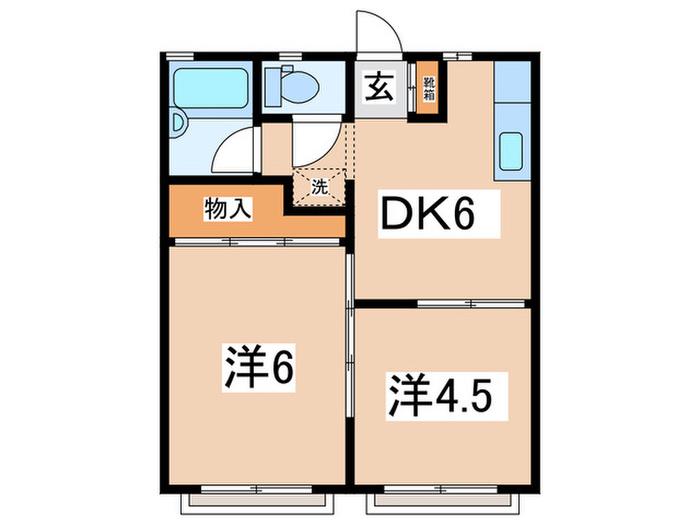 U-ONE(2DK/2階)の間取り写真