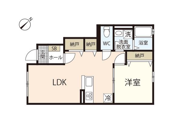 メゾン牛田本町(1LDK/1階)の間取り写真