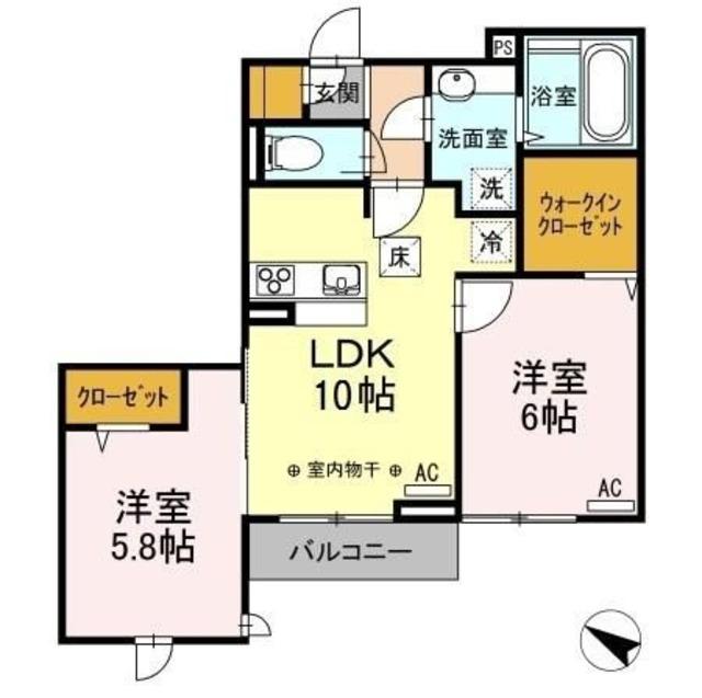 パレスグランディオーサ(2LDK/1階)の間取り写真