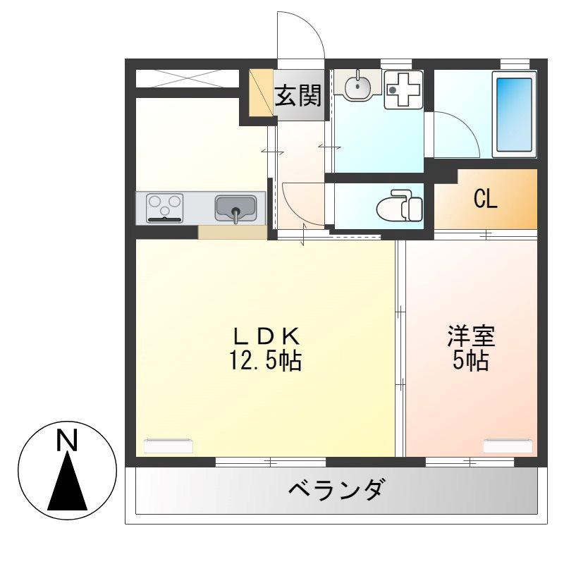 メゾンドMJ陽東(1LDK/3階)の間取り写真