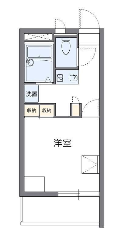 シェル都II(1K/1階)の間取り写真