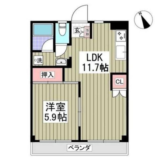 ヴィラ手児奈(1LDK/2階)の間取り写真