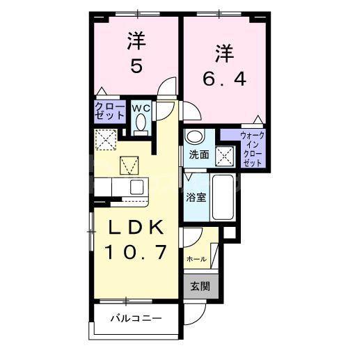 ブラウンヒルズ(2LDK/1階)の間取り写真