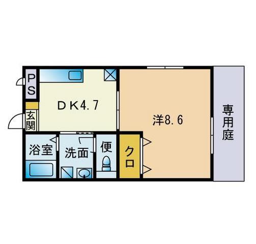 アムール CREST(1DK/1階)の間取り写真