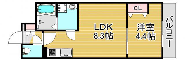 FOREST FUKUSHIMA(1LDK/4階)の間取り写真