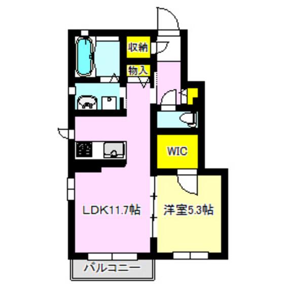 グランヴィル(1LDK/1階)の間取り写真