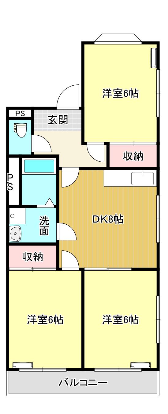 ヴィレッジ久里(3DK/2階)の間取り写真