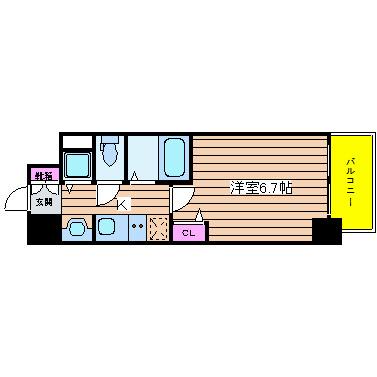 プレサンス立売堀アーバンスタイル(1K/3階)の間取り写真