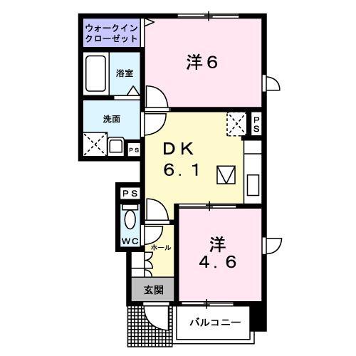ラシーヌB(2DK/1階)の間取り写真