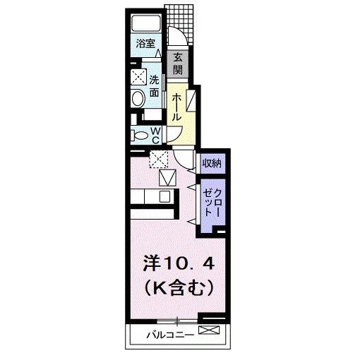 エルシャーレB(ワンルーム/1階)の間取り写真