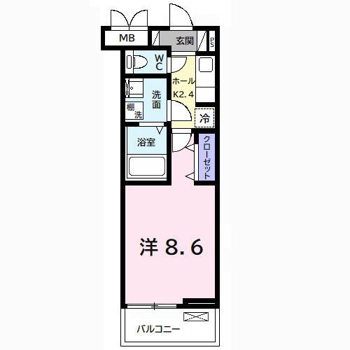 アヴァンセ II(1K/2階)の間取り写真