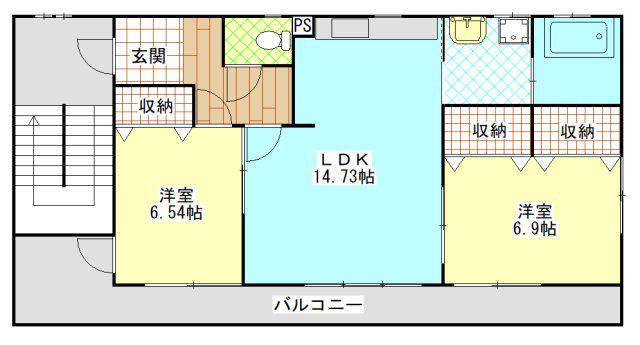 トゥルー常盤ビル(2LDK/3階)の間取り写真