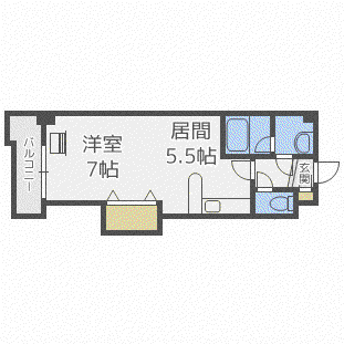 コンパス琴似(1DK/2階)の間取り写真