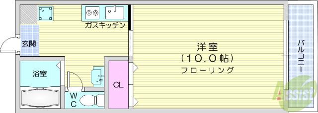 レオノール(1K/1階)の間取り写真
