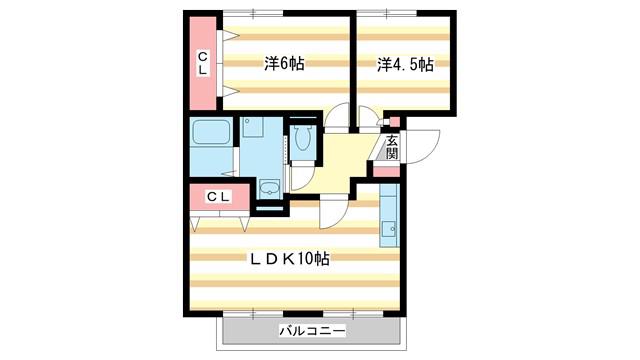 近鉄奈良線 新大宮駅 徒歩10分 3階建 築30年(2LDK/1階)の間取り写真