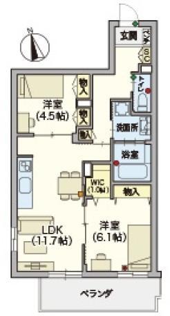 ヘーベルVILLAGE 浦和本太(2LDK/2階)の間取り写真