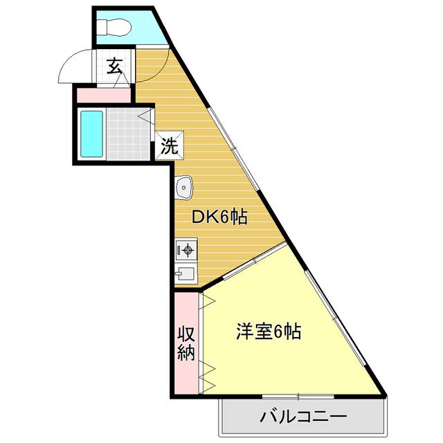 ラフィング・フラット(1DK/2階)の間取り写真