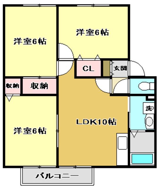 エトワール高見(3LDK/1階)の間取り写真